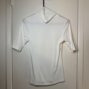NWT Lilla P White Short Sleeve 100% Cotton Turtleneck Top Size XS